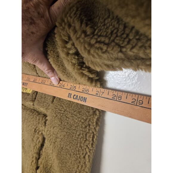 North Face Men’s XL Extreme Pile Fleece Zip Jacket Coat Khaki Brown Sherpa - Picture 9 of 10